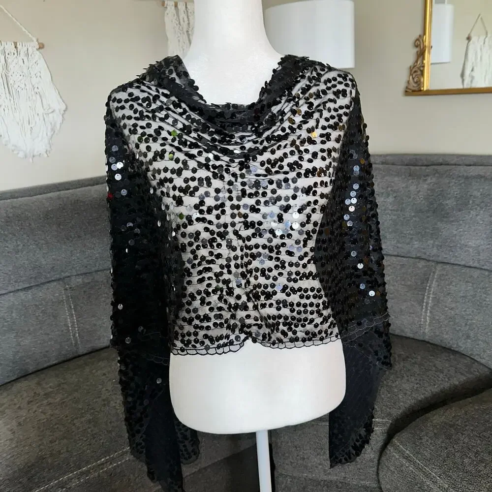 Vintage black sequin wrap